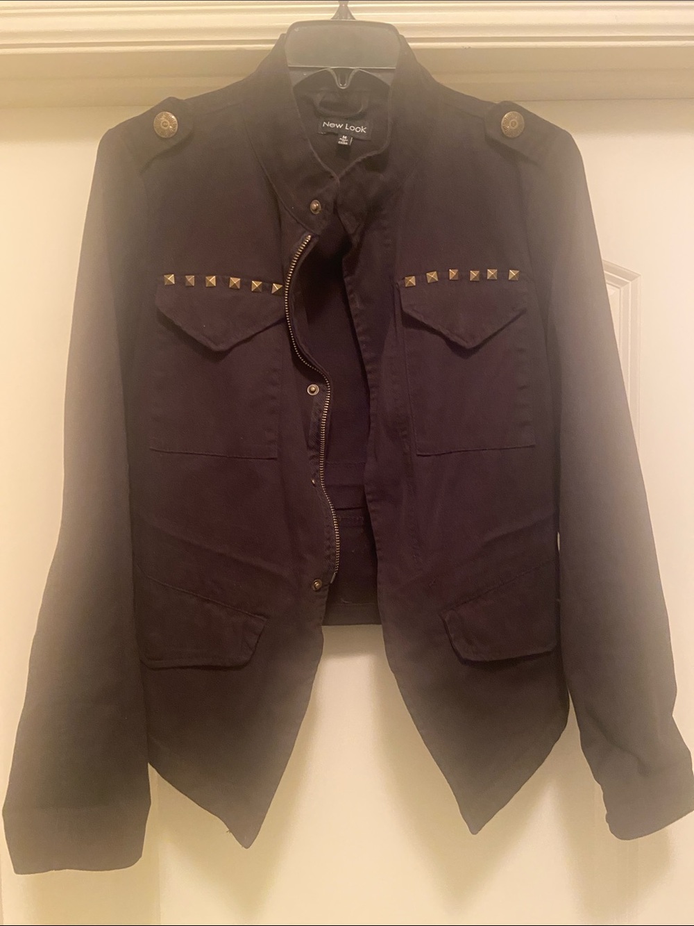 New Look Black Military-Inspired Stud Detail Jacket